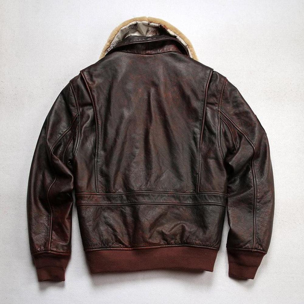 U.S.A G-1 Flight Leather Jacket Detachable Wool Collar