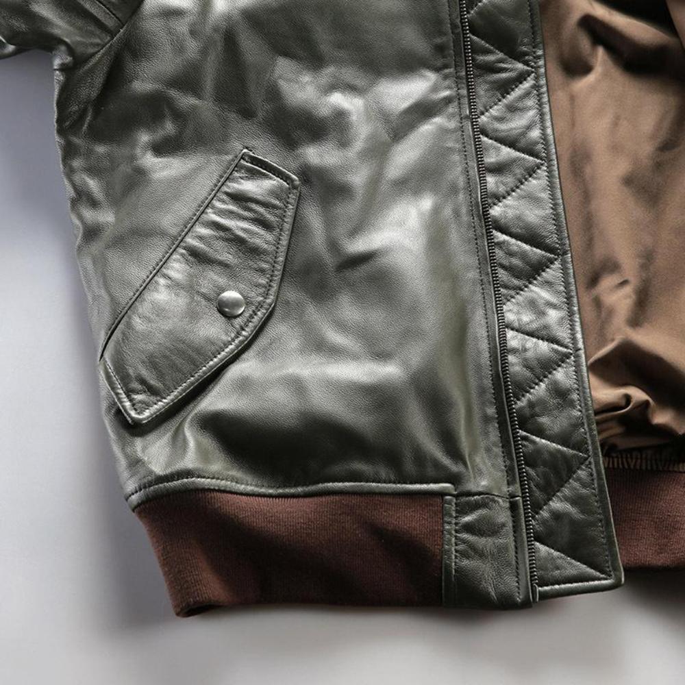 Vintage American Flame Lotus Bomber Leather Jacket