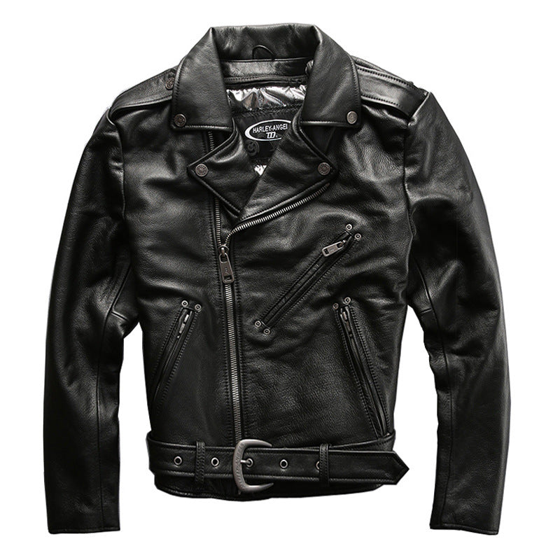 Men's Cowhide Harley Style Biker Jacket and Warm Vest
