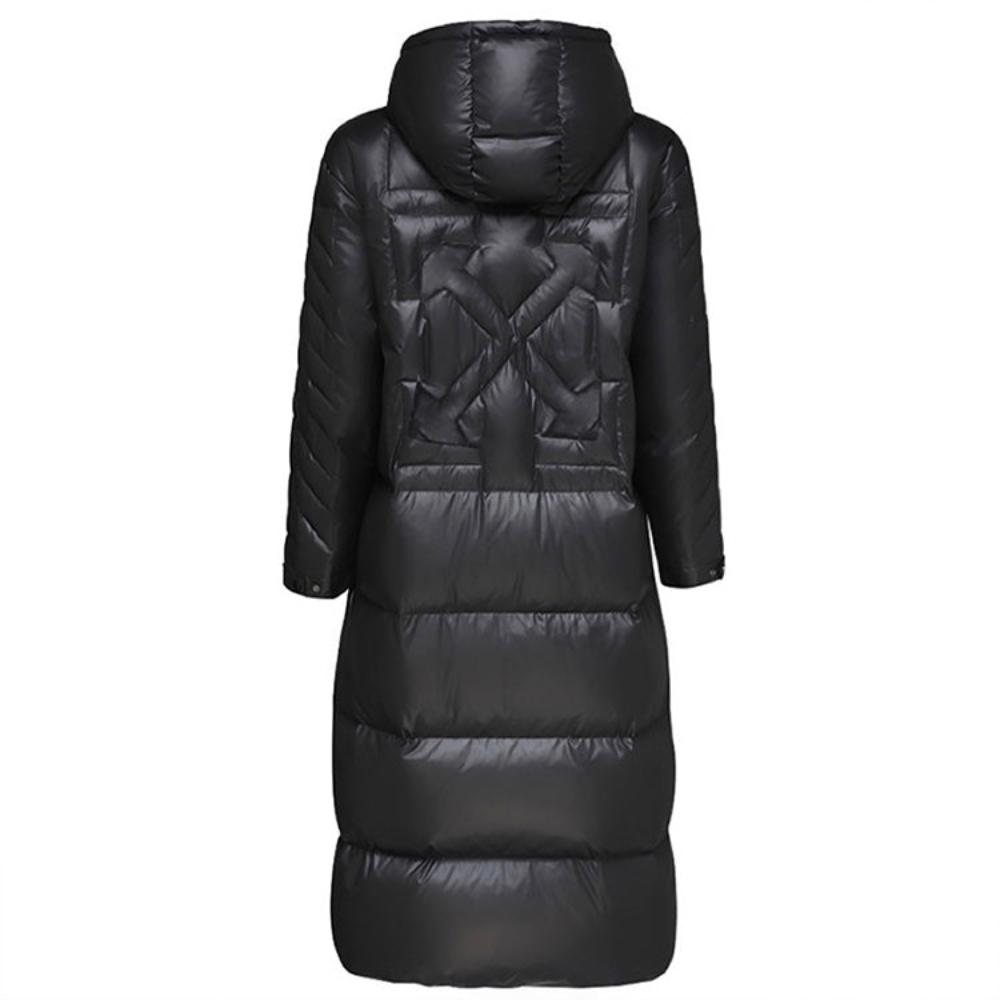 Women's Metallic Thicker Longer Down Jacket Black