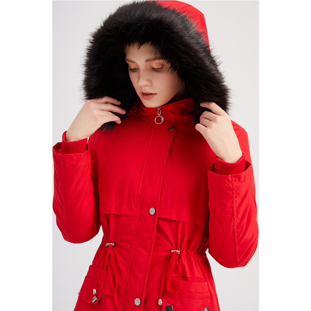 Women's Waist-skimming Style Fleece Hooded Jacket