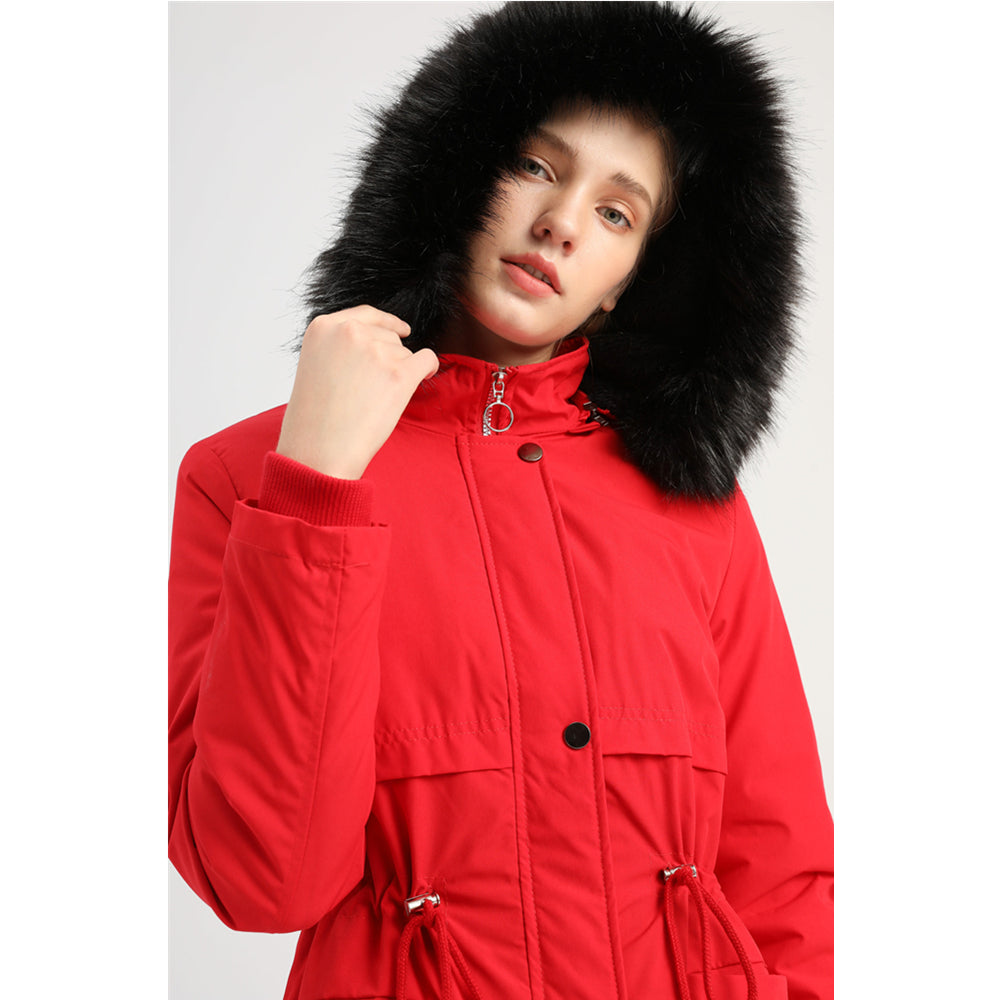 Women's Waist-skimming Style Fleece Hooded Jacket