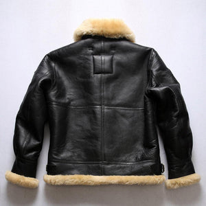 Men's Sheepskin B3 Bomber Jacket with Shearling Lining - Black | Cold-Weather Classic